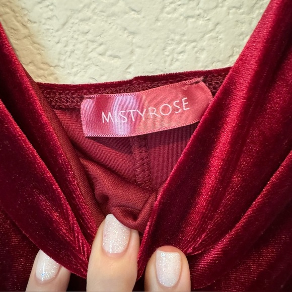 MistyRose Ruched Bodycon Mini Dress – Burgundy Wine Red, Size L - Picture 2 of 7